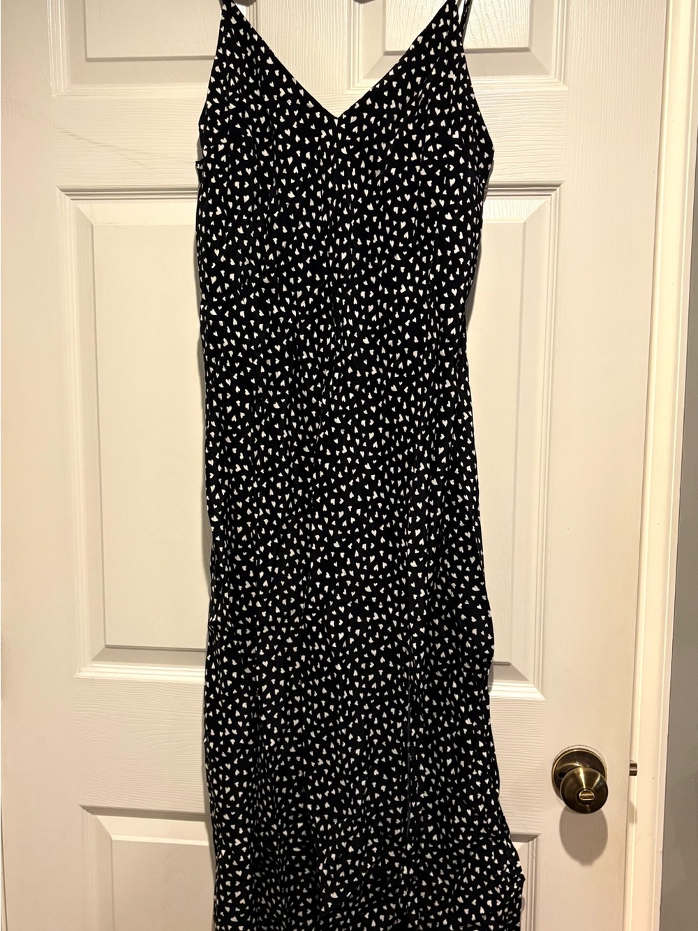 a new day Black Maxi Slip Dress with White Heart Print